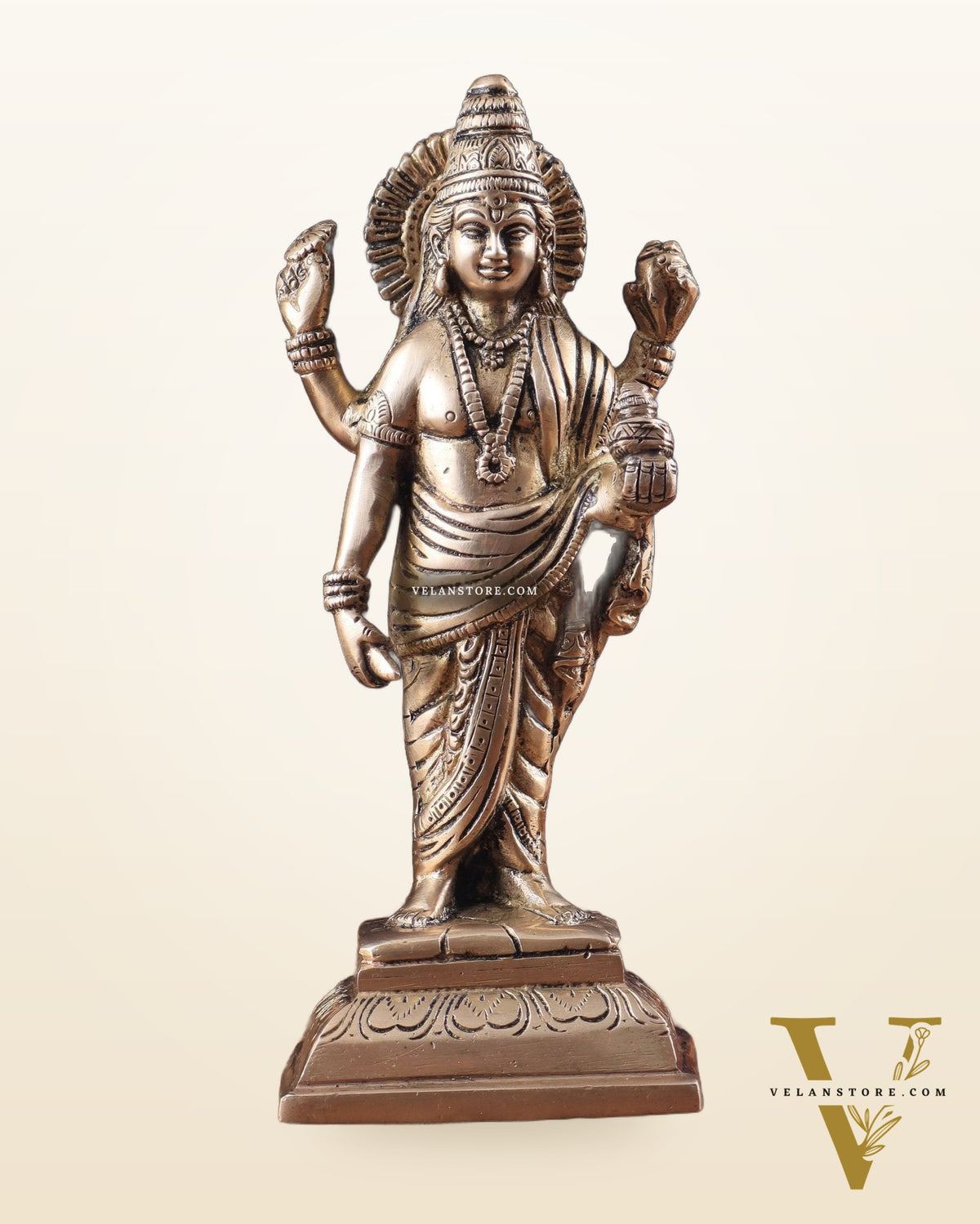 Pure Brass Standing Dhanvantari Idol 8"