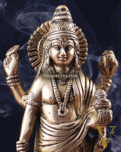 Pure Brass Standing Dhanvantari Idol 8"