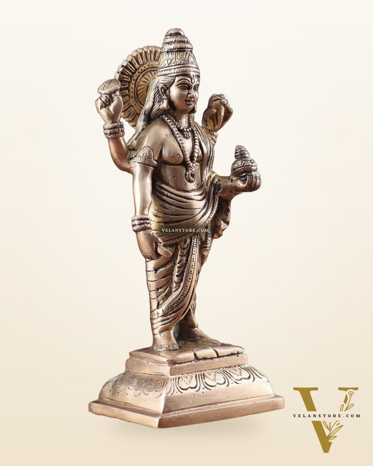 Pure Brass Standing Dhanvantari Idol 8"