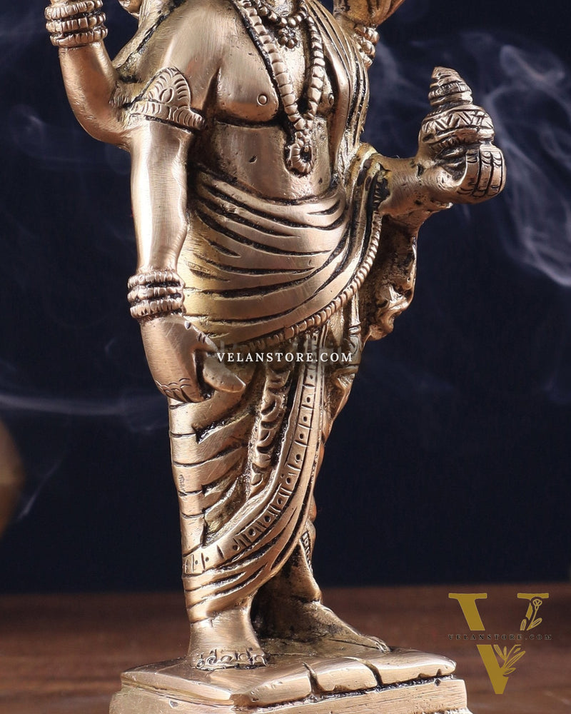 Pure Brass Standing Dhanvantari Idol 8"