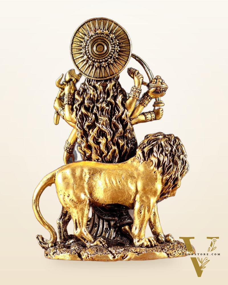 Pure Brass Standing Durga Ma Idol - 5 inch and 6 Inch golden tone