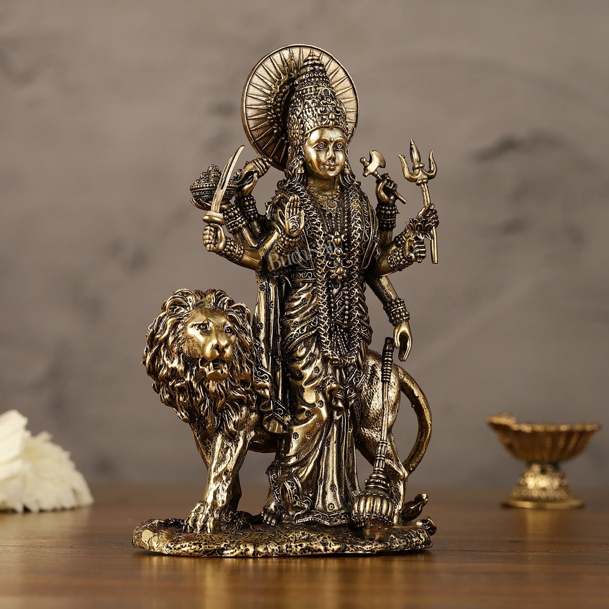 Pure Brass Standing Durga Ma Idol - 5 inch and 6 inch