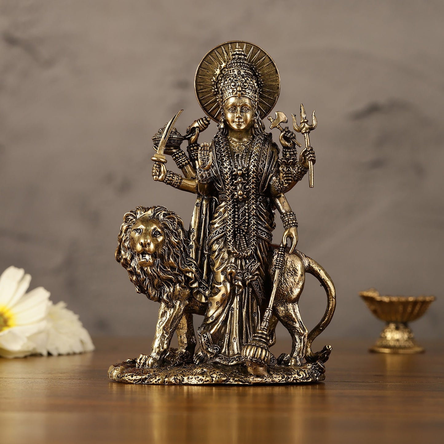 Pure Brass Standing Durga Ma Idol - 5 inch and 6 inch