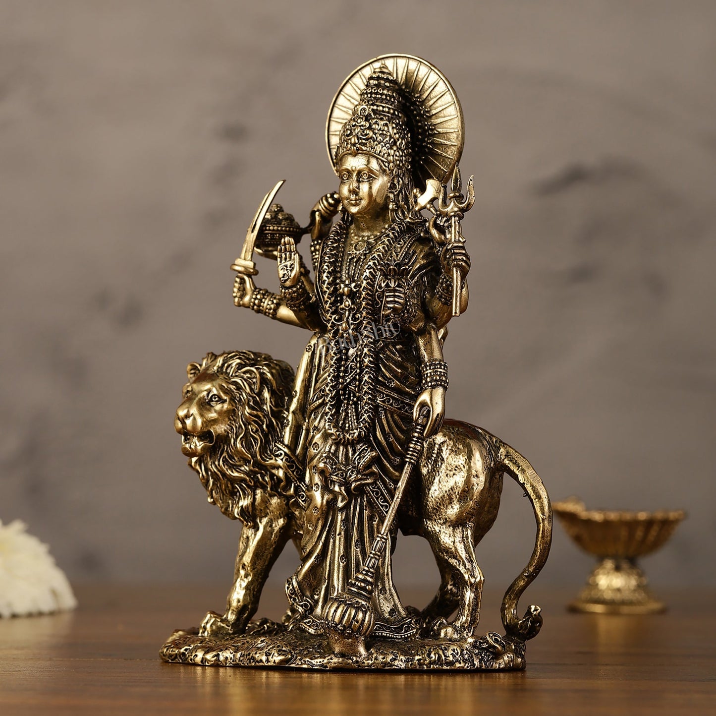 Pure Brass Standing Durga Ma Idol - 5 inch and 6 inch