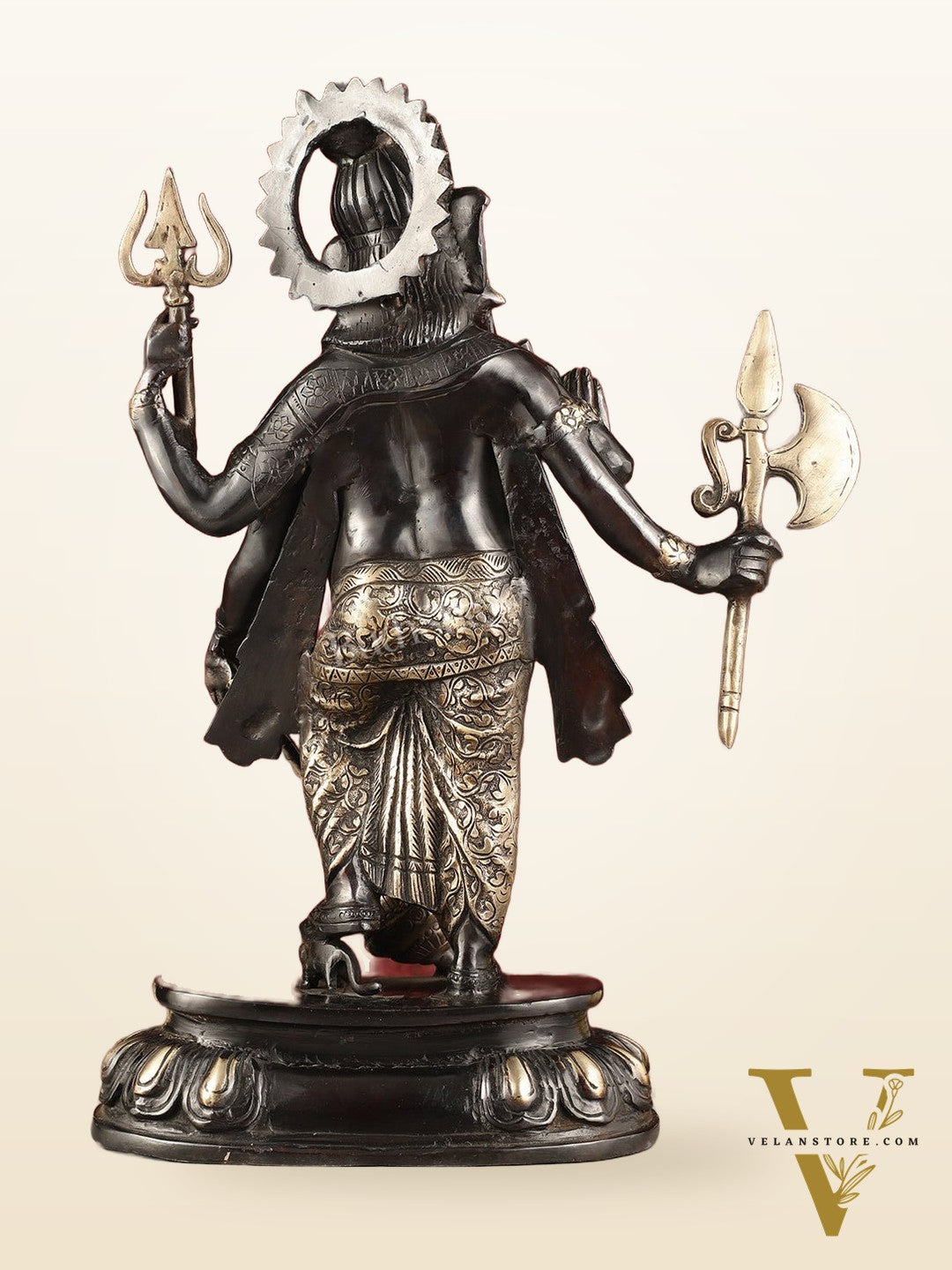 Pure Brass Standing Ganapati Statue - Black Finish | 18"