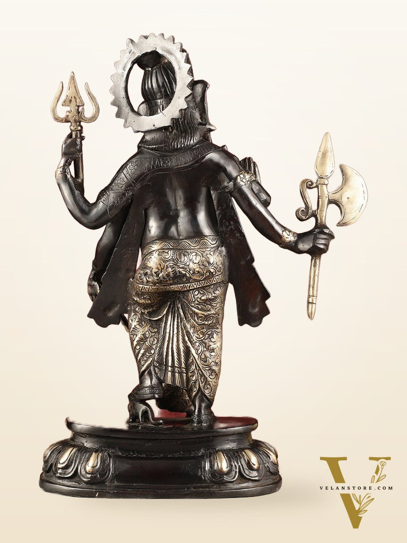 Pure Brass Standing Ganapati Statue - Black Finish | 18"