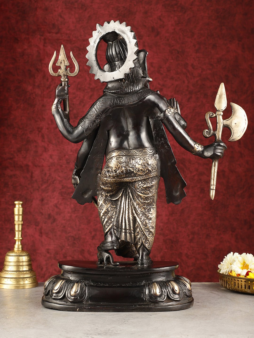 Pure Brass Standing Ganapati Statue - Black Finish | 18"