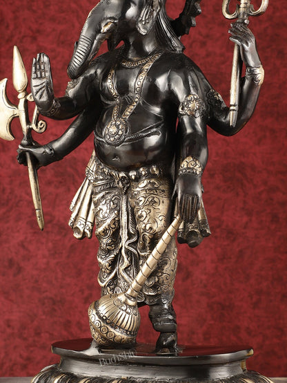 Pure Brass Standing Ganapati Statue - Black Finish | 18"