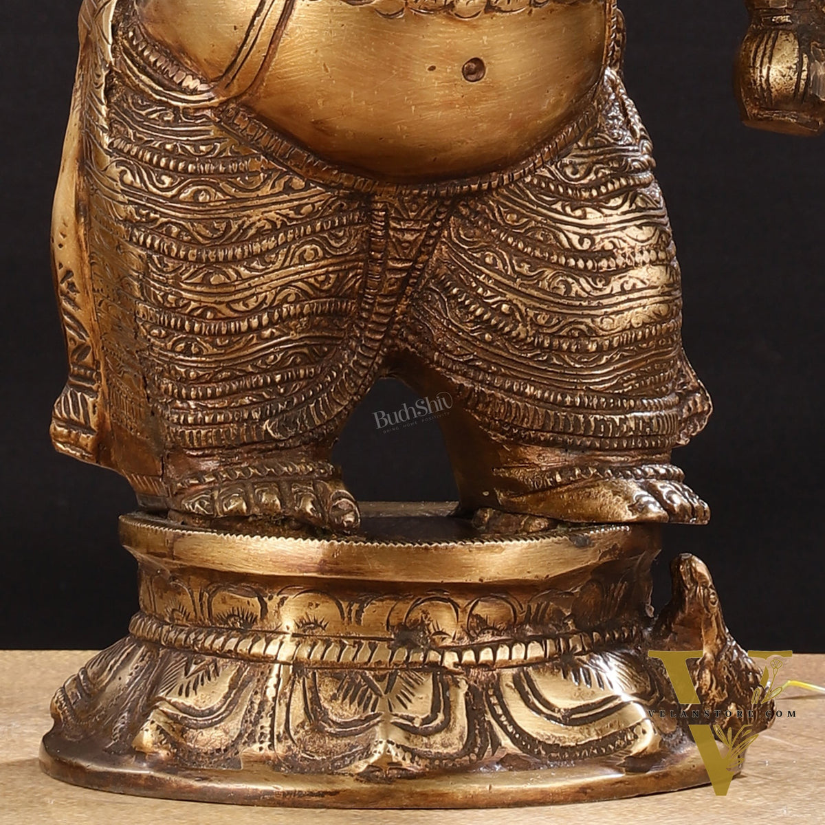 Pure Brass Standing Ganesha with Umbrella Idol | 18"