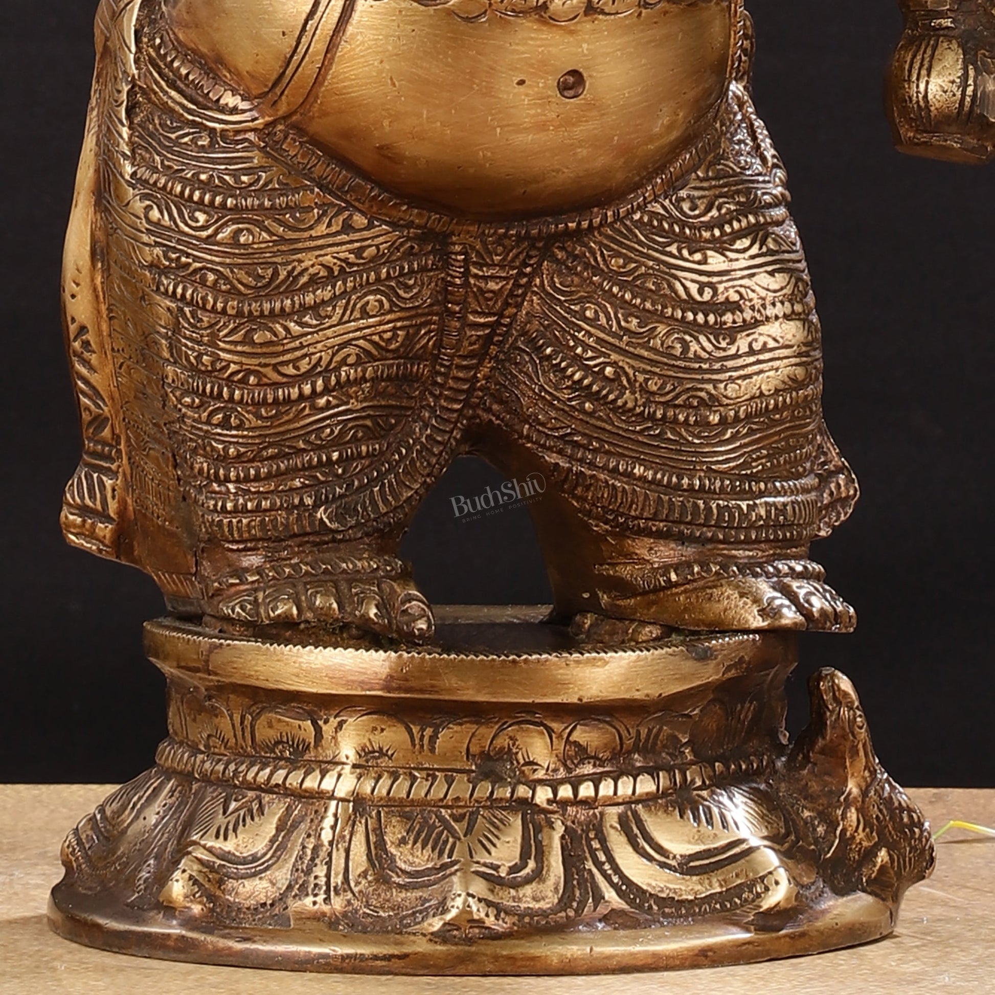 Pure Brass Standing Ganesha with Umbrella Idol | 18"