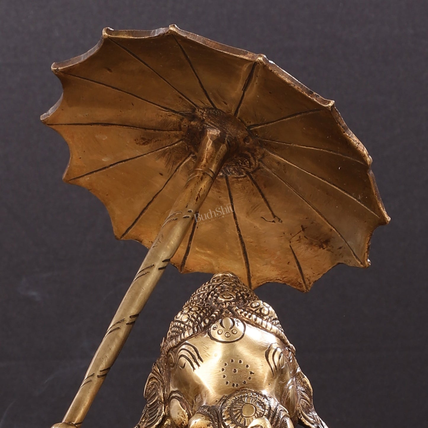 Pure Brass Standing Ganesha with Umbrella Idol | 18"