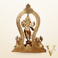 Pure Brass Standing Goddess Saraswati Idol with Swans | 15”