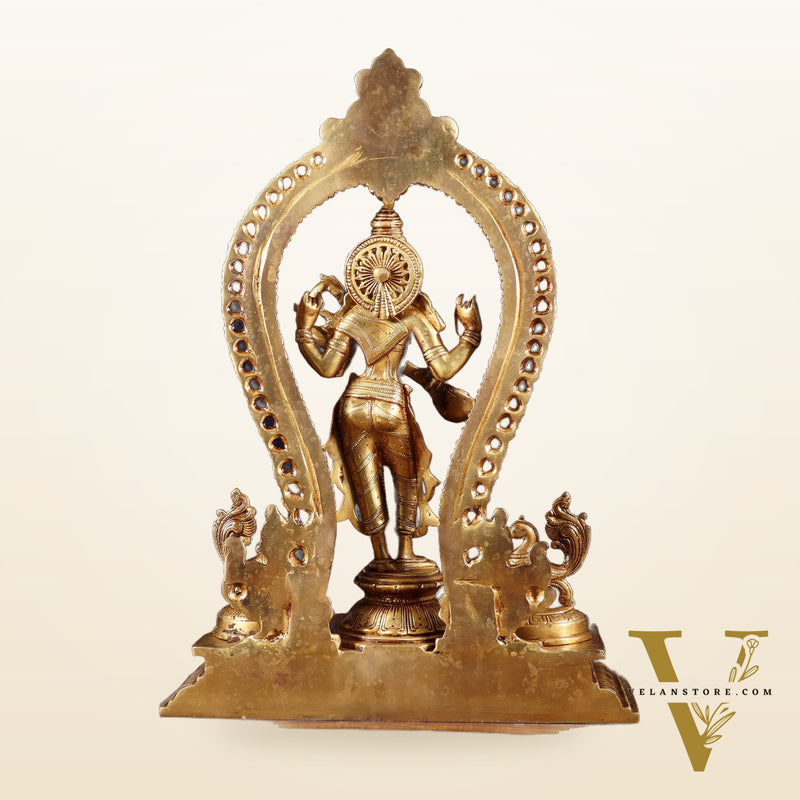 Pure Brass Standing Goddess Saraswati Idol with Swans | 15”