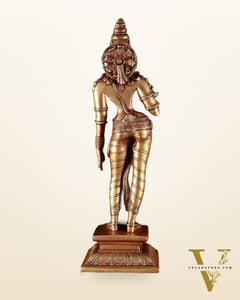 Pure Brass Standing Goddess Uma Parvati Sivagami Sculpture – 13”