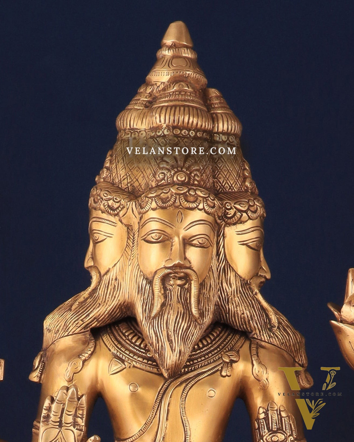Pure Brass Standing Guru Brahma Large Statue 38.5"