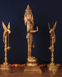 Pure Brass Standing Guru Brahma Large Statue 38.5"