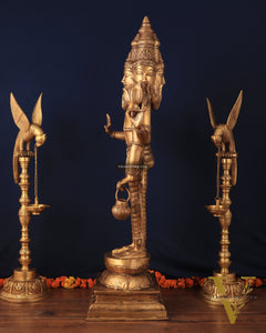 Pure Brass Standing Guru Brahma Large Statue 38.5"