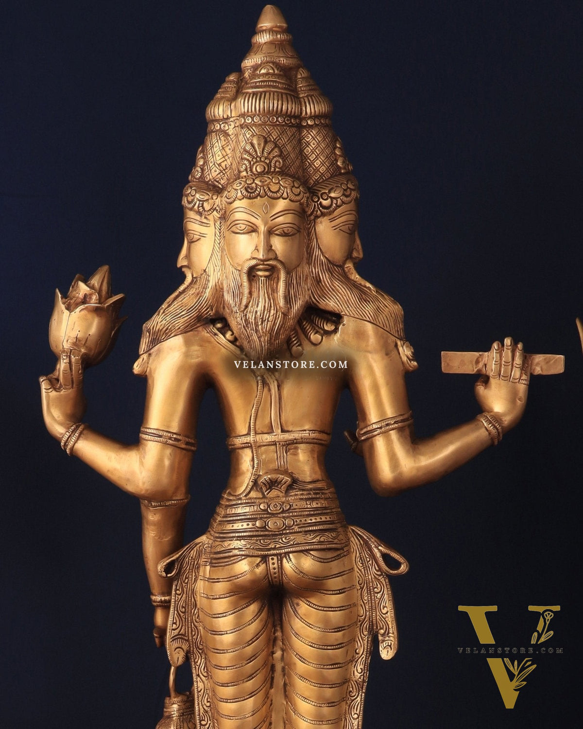 Pure Brass Standing Guru Brahma Large Statue 38.5"