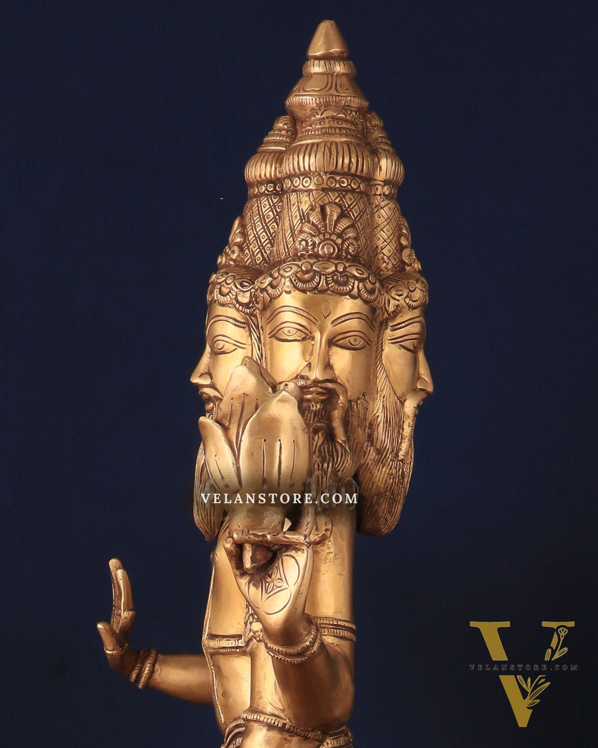 Pure Brass Standing Guru Brahma Large Statue 38.5"