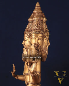 Pure Brass Standing Guru Brahma Large Statue 38.5"