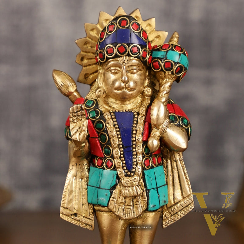 Pure Brass Standing Hanuman Blessing Idol | 6.5 Inch