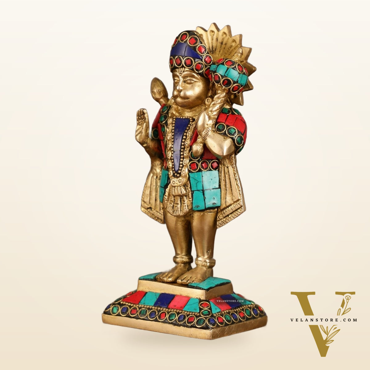 Pure Brass Standing Hanuman Blessing Idol | 6.5 Inch