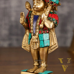 Pure Brass Standing Hanuman Blessing Idol | 6.5 Inch