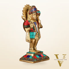 Pure Brass Standing Hanuman Blessing Idol | 6.5 Inch