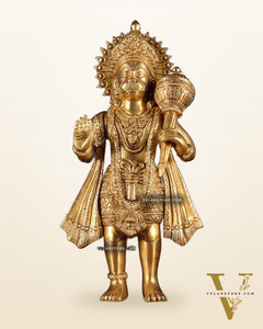 Pure Brass Standing Hanuman Idol 13.5 inch