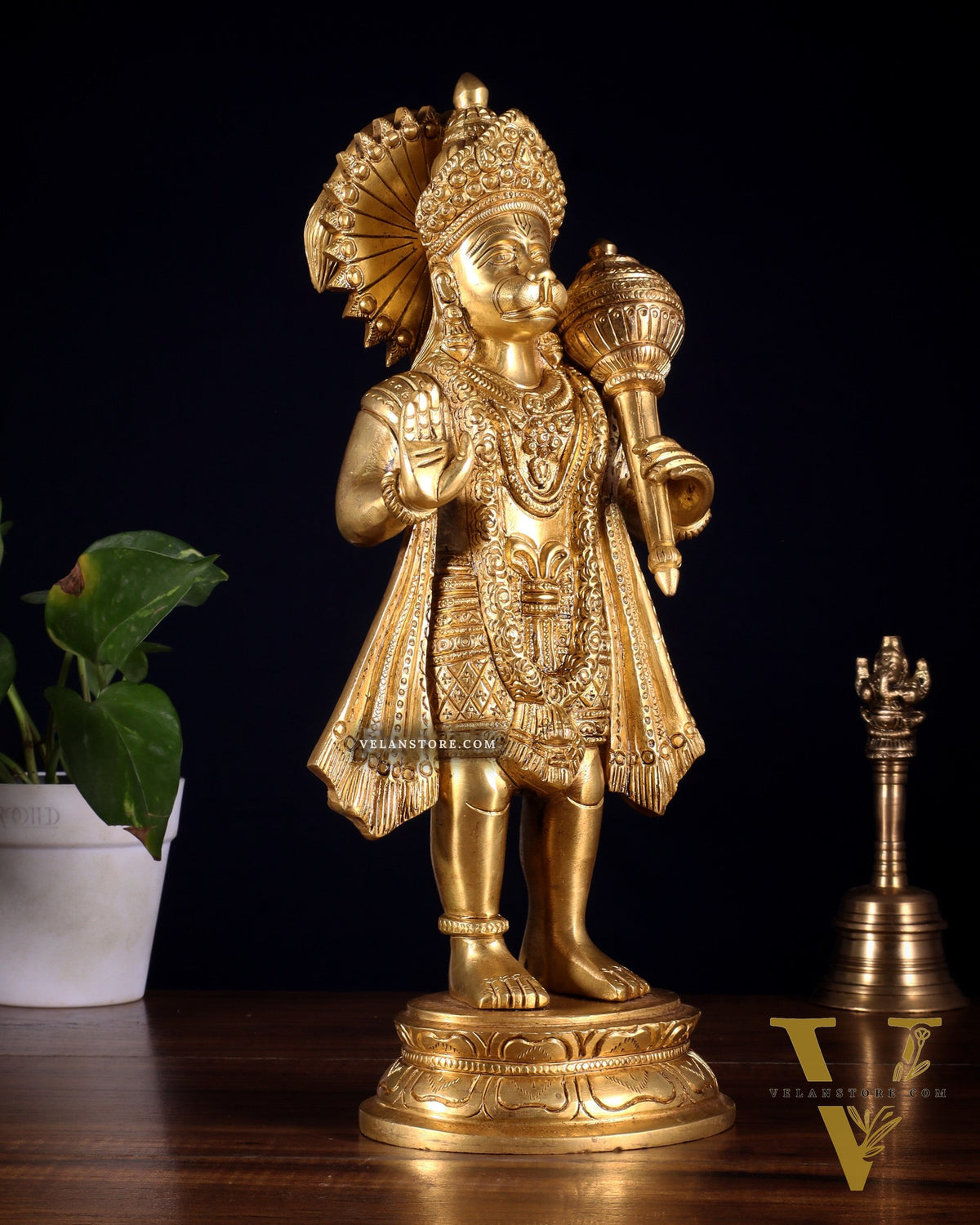 Pure Brass Standing Hanuman Idol 13.5 inch