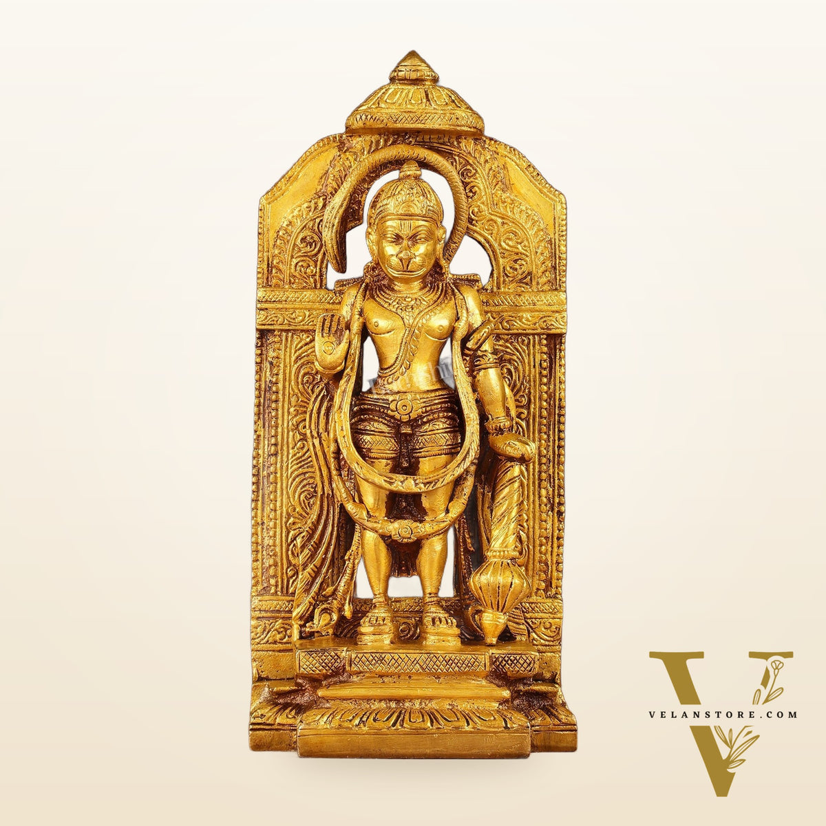 Pure Brass Standing Hanuman Idol 8"