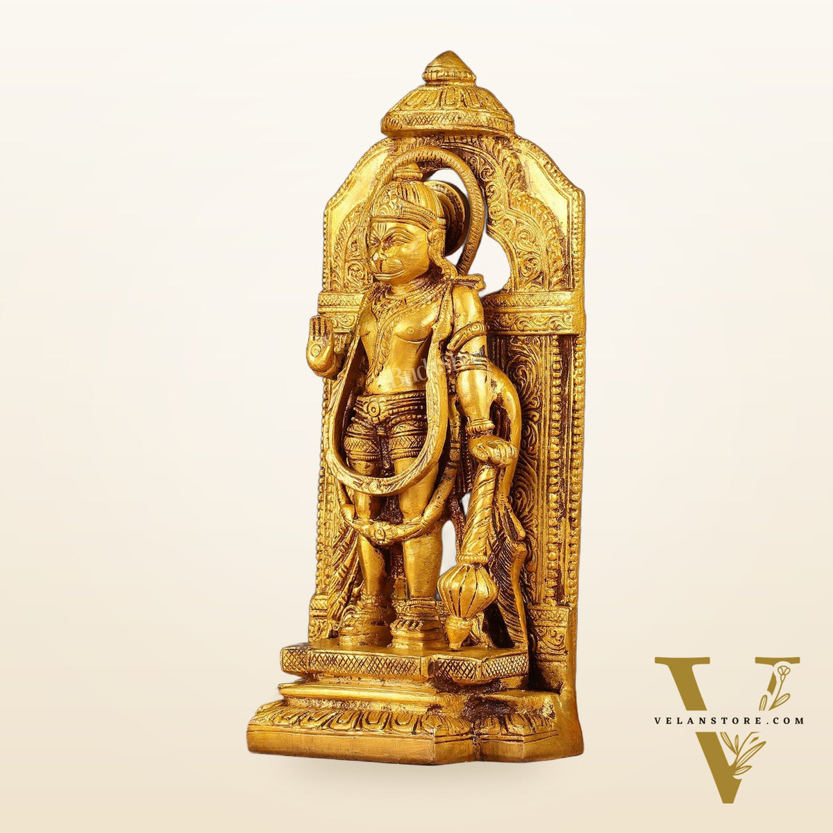 Pure Brass Standing Hanuman Idol 8"