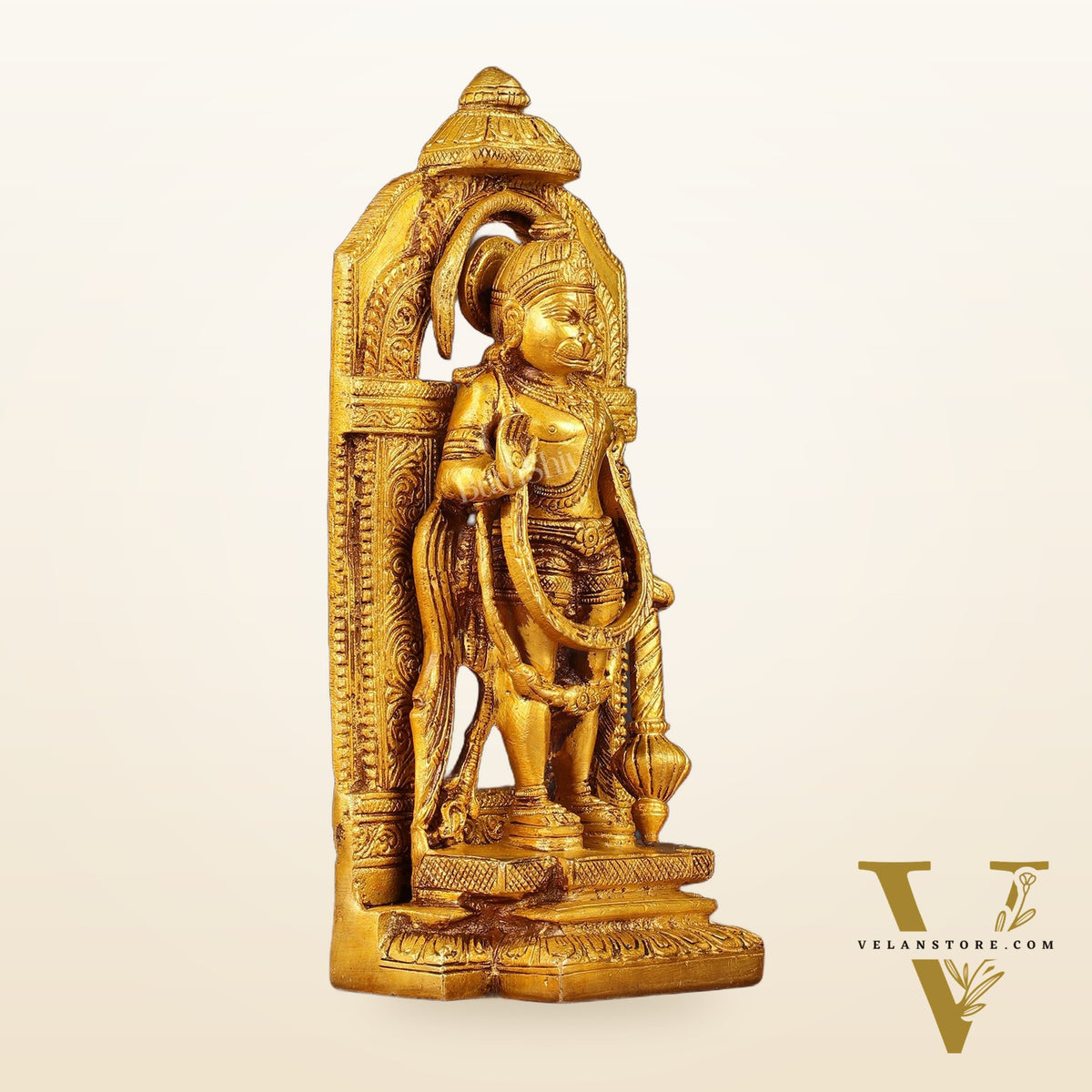 Pure Brass Standing Hanuman Idol 8"