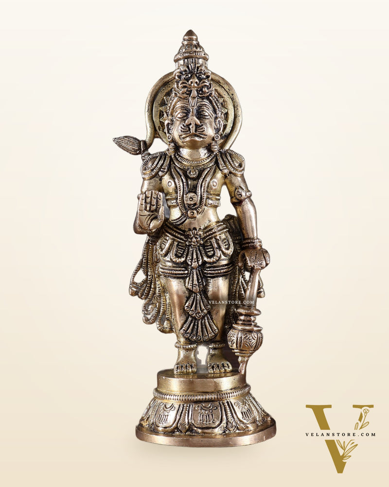 Pure Brass Standing Hanuman Idol – 8.5 Inch | Superfine Carving