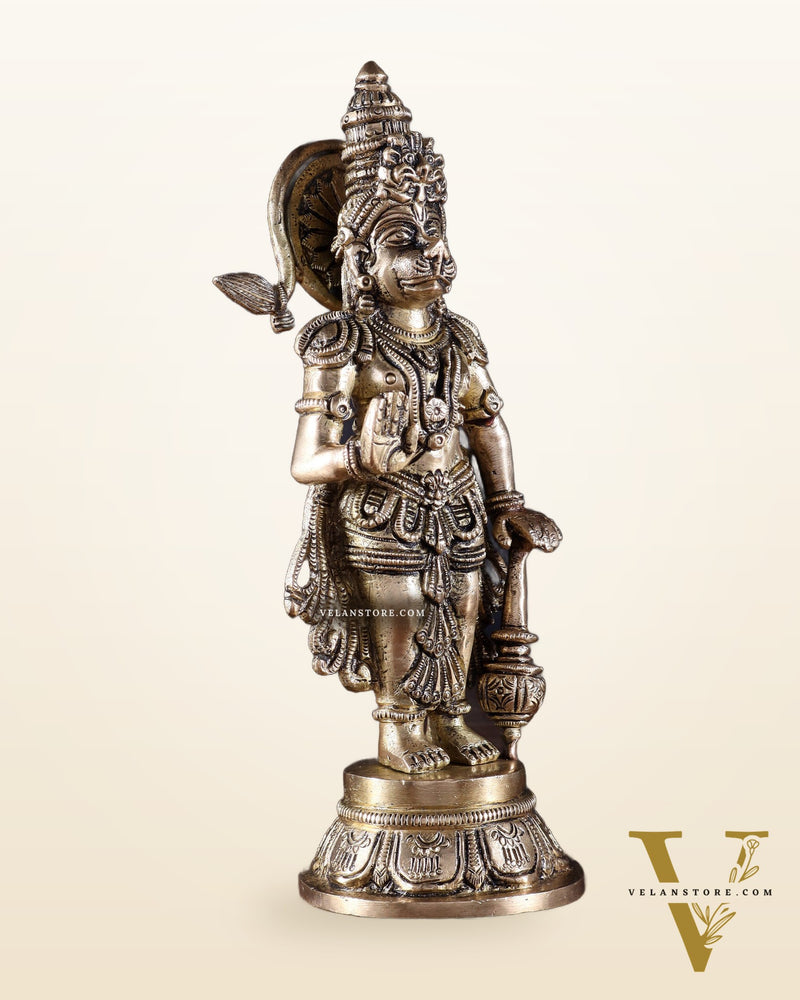 Pure Brass Standing Hanuman Idol – 8.5 Inch | Superfine Carving