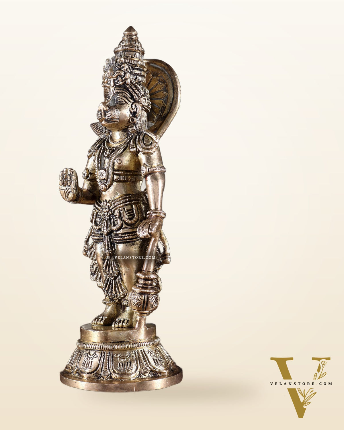 Pure Brass Standing Hanuman Idol – 8.5 Inch | Superfine Carving