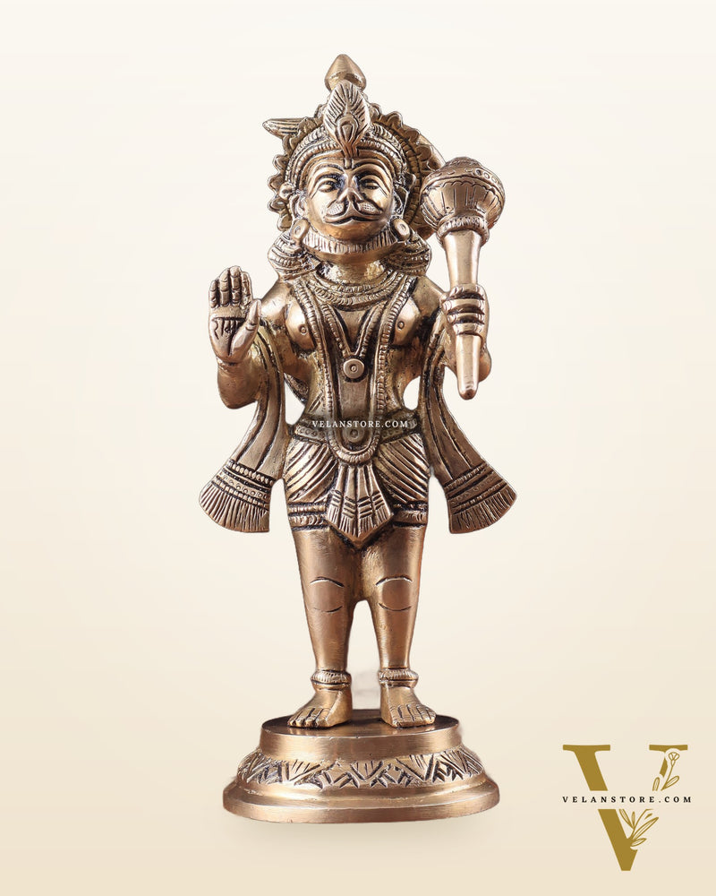 Pure Brass Standing Hanuman Ji Idol 8"
