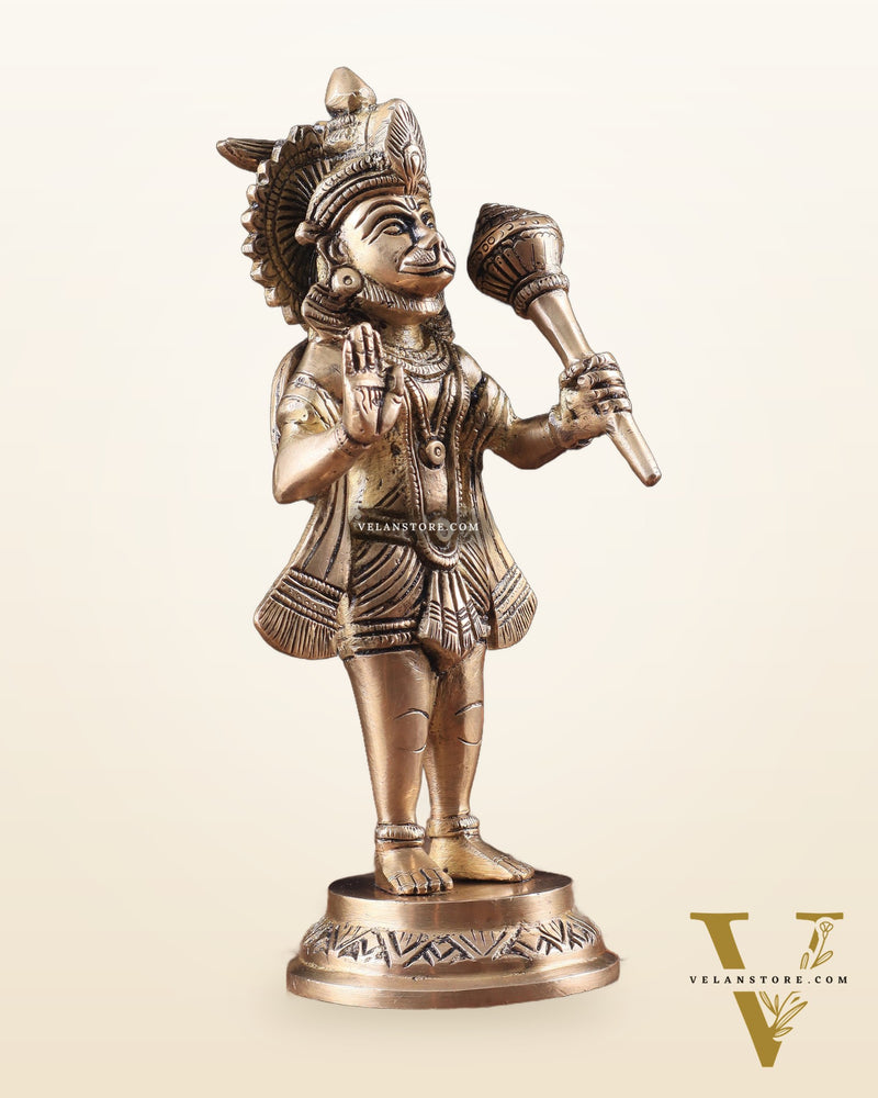 Pure Brass Standing Hanuman Ji Idol 8"