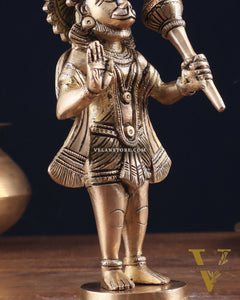 Pure Brass Standing Hanuman Ji Idol 8"