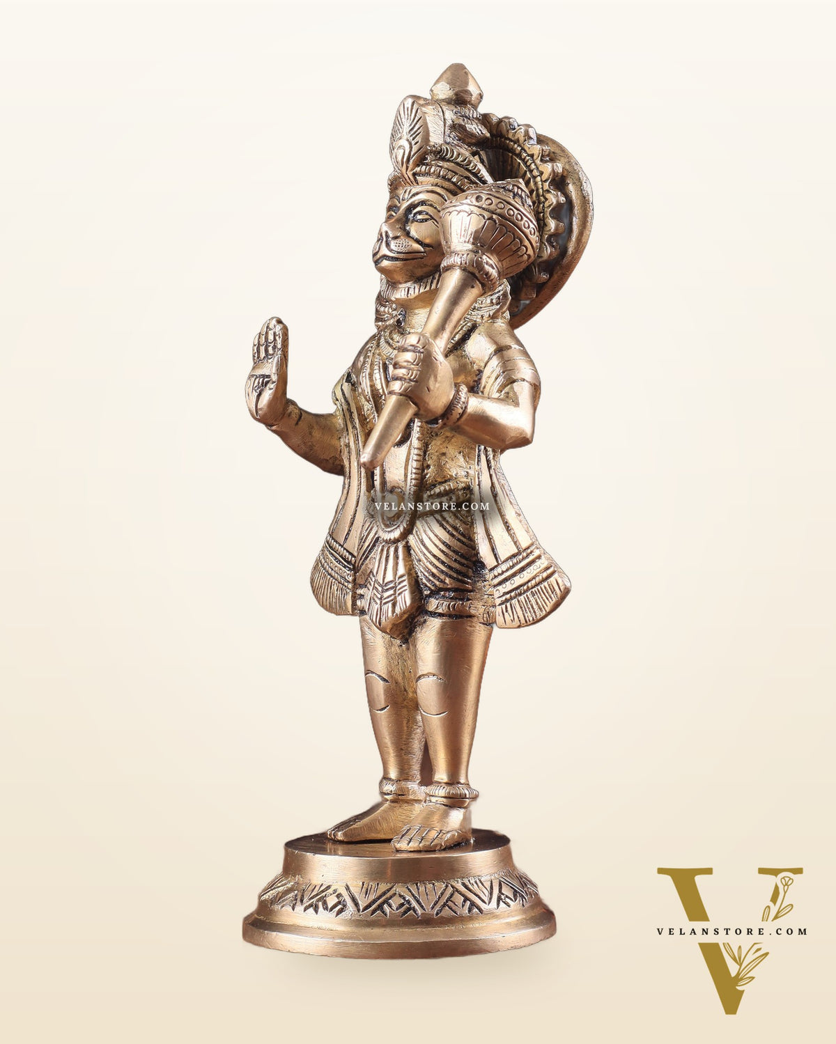 Pure Brass Standing Hanuman Ji Idol 8"