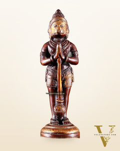 Pure Brass Standing Hanuman Ji in Namaskar 5Mudra – Dual Tone 5.2"