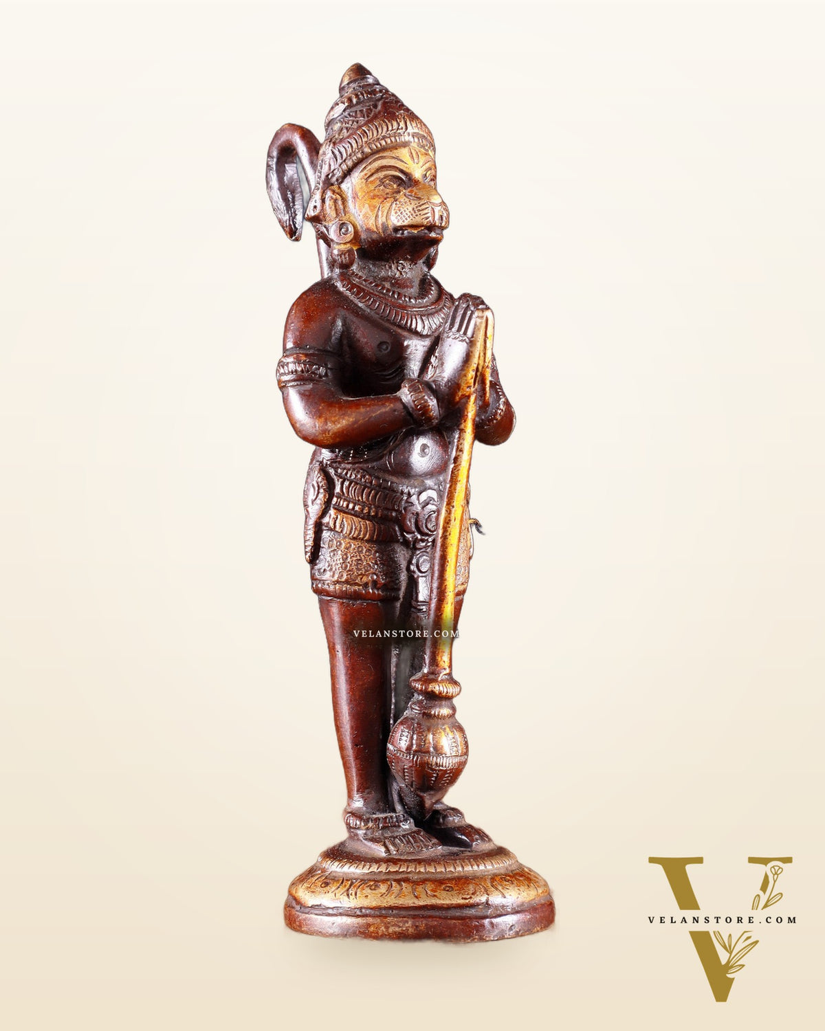 Pure Brass Standing Hanuman Ji in Namaskar 5Mudra – Dual Tone 5.2"