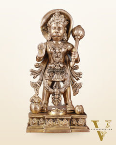 Pure Brass Standing Hanuman Statue – 10 Inch