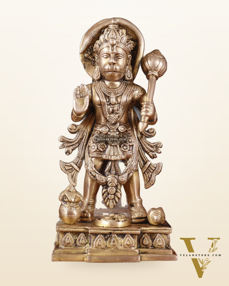 Pure Brass Standing Hanuman Statue – 10 Inch