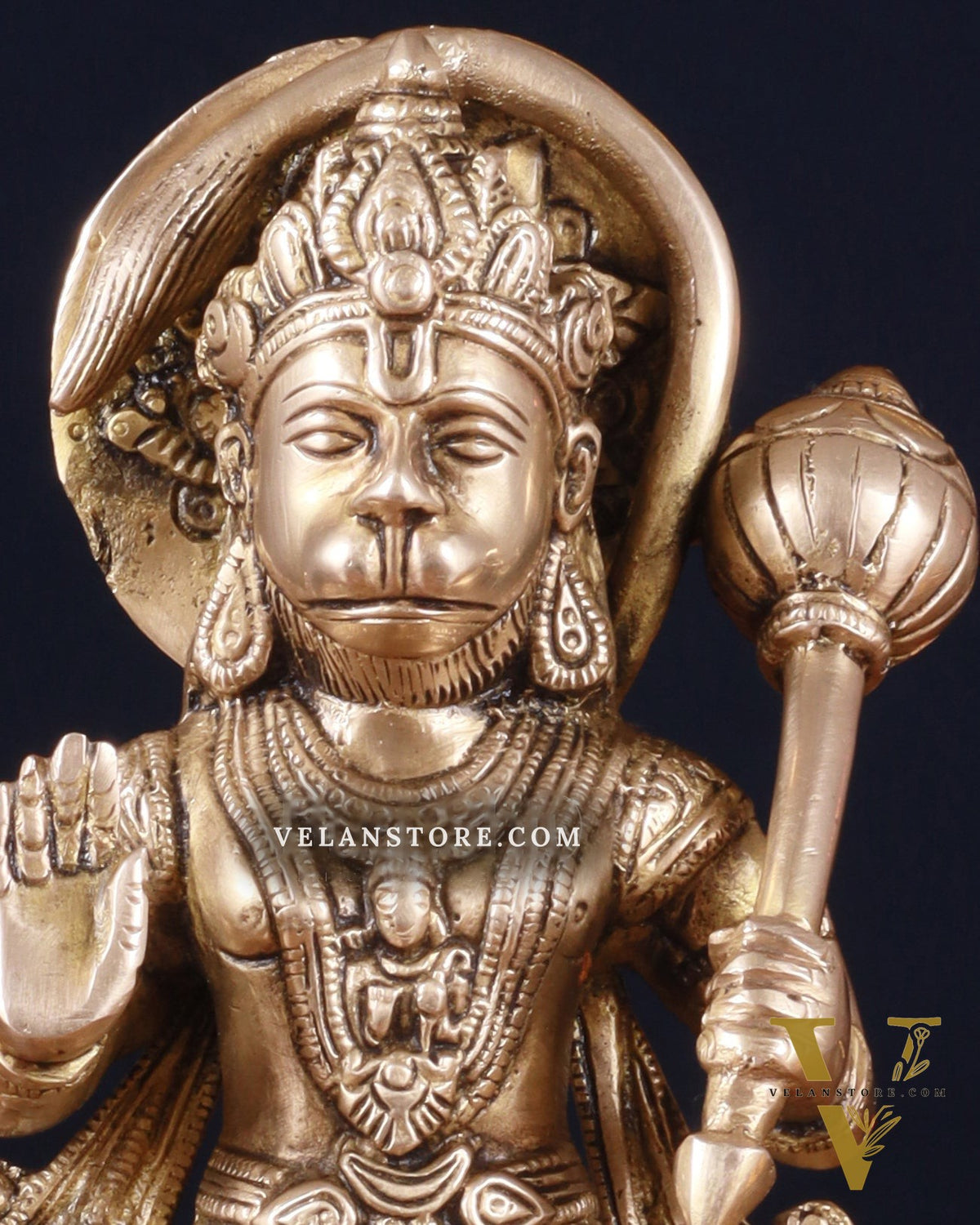 Pure Brass Standing Hanuman Statue – 10 Inch