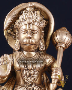 Pure Brass Standing Hanuman Statue – 10 Inch