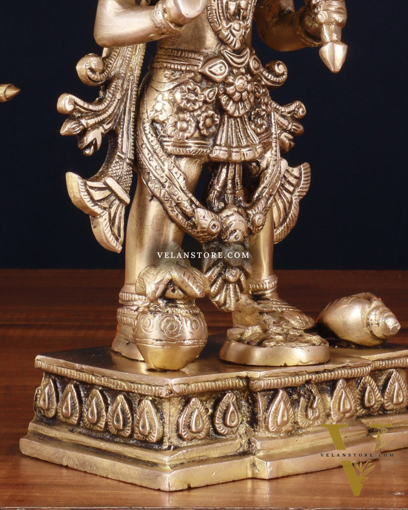 Pure Brass Standing Hanuman Statue – 10 Inch