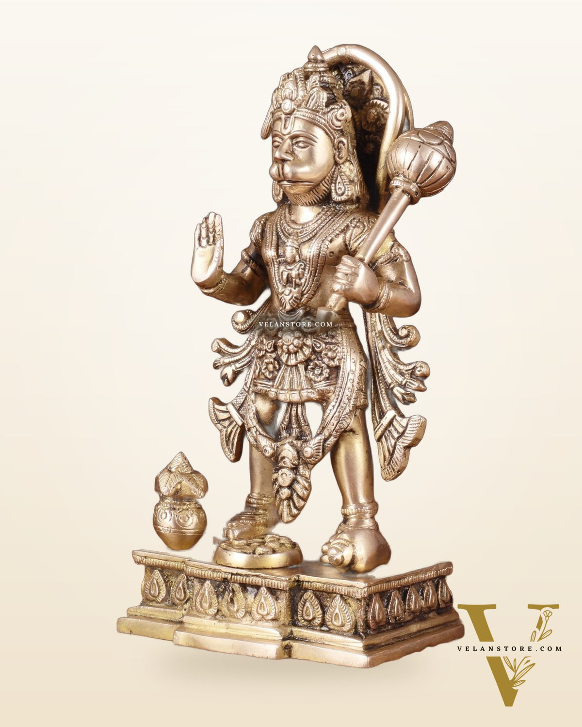 Pure Brass Standing Hanuman Statue – 10 Inch
