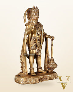 Pure Brass Standing Hanuman Statue - 18" enhanced carvings