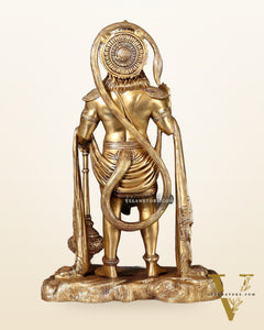Pure Brass Standing Hanuman Statue - 18" enhanced carvings